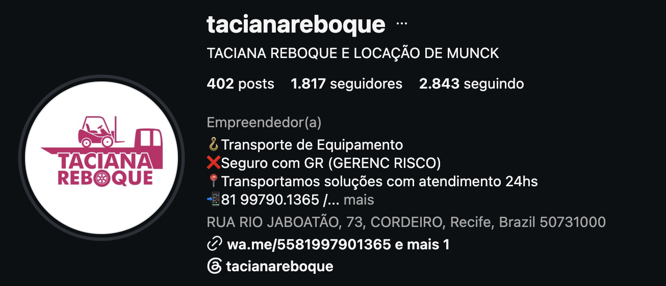 Perfil @tacianareboque